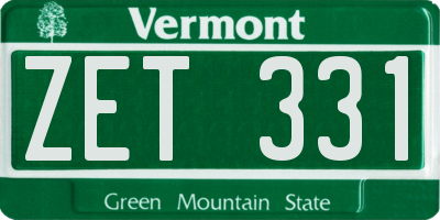 VT license plate ZET331