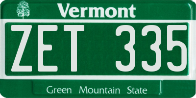 VT license plate ZET335