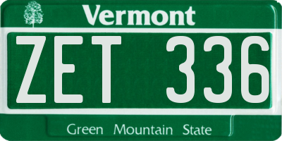 VT license plate ZET336