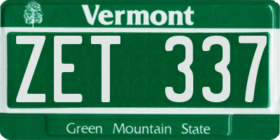 VT license plate ZET337