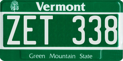 VT license plate ZET338
