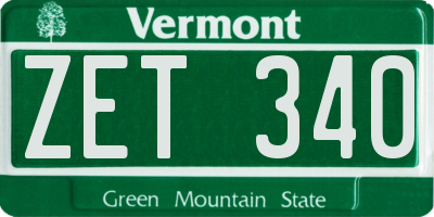 VT license plate ZET340