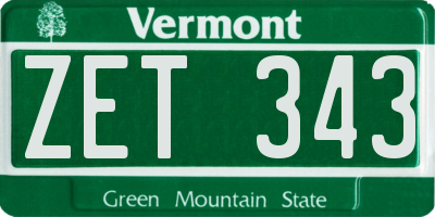 VT license plate ZET343