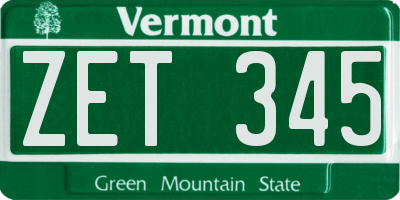 VT license plate ZET345