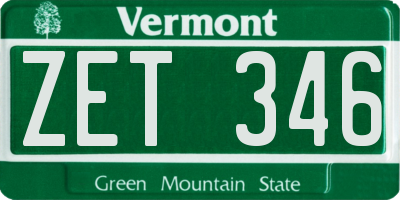 VT license plate ZET346
