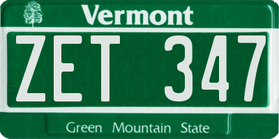 VT license plate ZET347