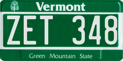 VT license plate ZET348