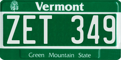 VT license plate ZET349