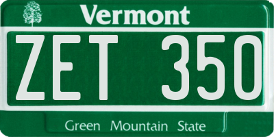 VT license plate ZET350