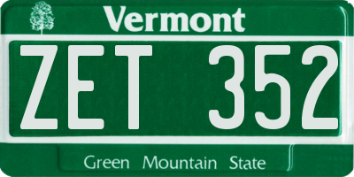 VT license plate ZET352