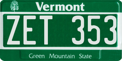VT license plate ZET353