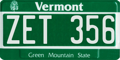 VT license plate ZET356