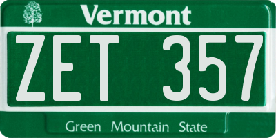 VT license plate ZET357