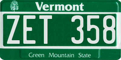 VT license plate ZET358