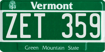VT license plate ZET359