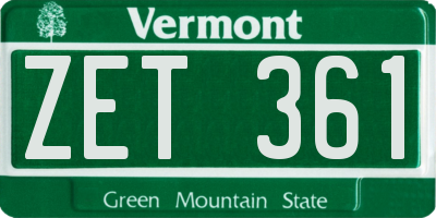 VT license plate ZET361