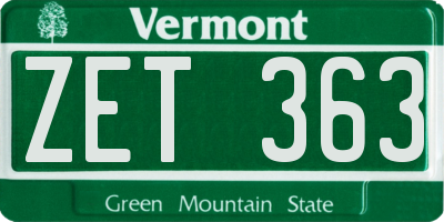 VT license plate ZET363