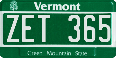 VT license plate ZET365