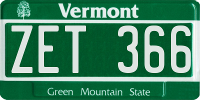 VT license plate ZET366