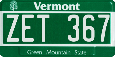 VT license plate ZET367