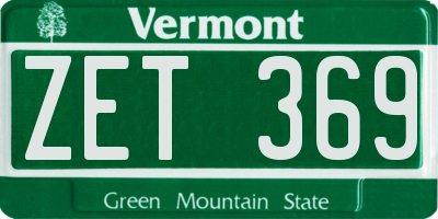 VT license plate ZET369