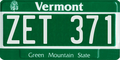 VT license plate ZET371