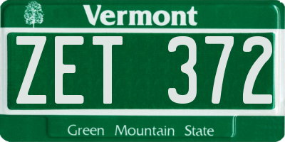 VT license plate ZET372