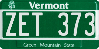 VT license plate ZET373