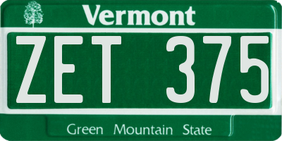 VT license plate ZET375