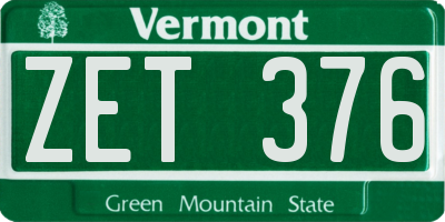 VT license plate ZET376