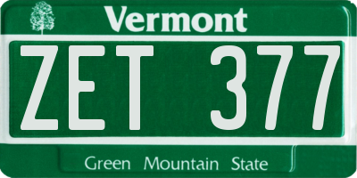 VT license plate ZET377