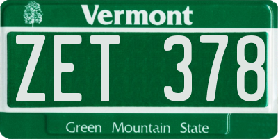 VT license plate ZET378