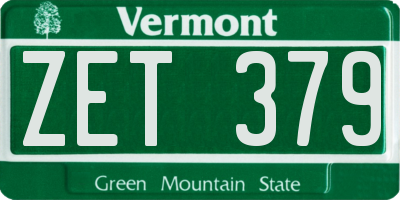 VT license plate ZET379