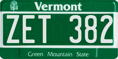 VT license plate ZET382