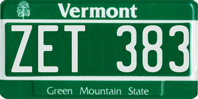 VT license plate ZET383