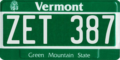 VT license plate ZET387