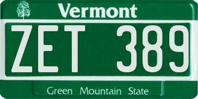 VT license plate ZET389