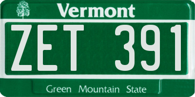 VT license plate ZET391