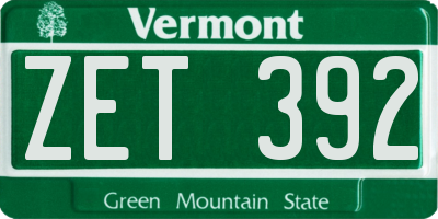 VT license plate ZET392