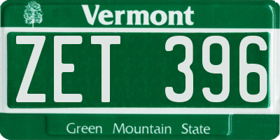 VT license plate ZET396