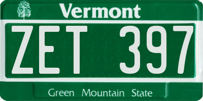 VT license plate ZET397