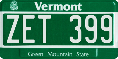 VT license plate ZET399