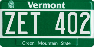 VT license plate ZET402