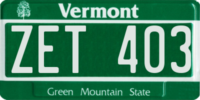 VT license plate ZET403