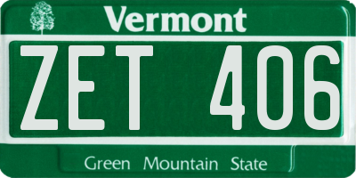 VT license plate ZET406