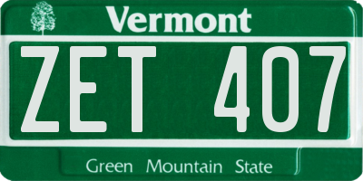 VT license plate ZET407