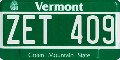 VT license plate ZET409
