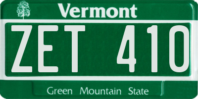 VT license plate ZET410