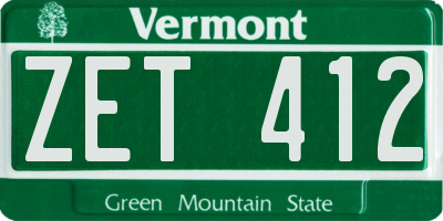 VT license plate ZET412