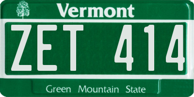 VT license plate ZET414